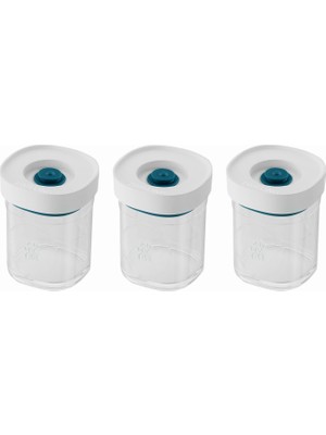 Hype Store Zwıllıng Fresh & Save Cube Vakumlu Saklama Kabı Set, Xs, 3 Parça, Şeffaf Akdeniz Mavisi