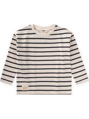 Cigit Çizgili Mevsimlik T-Shırt 1-10 Yaş Siyah Çizgili