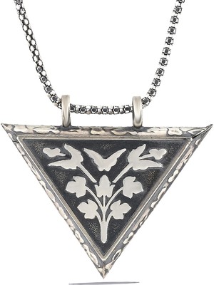 Esranın Dünyası 925 Ayar Gümüş Üçgen Içi Açılabilen Çiçek Muskalık Gümüş Kolye T6055 (997) RSEAS34-ES