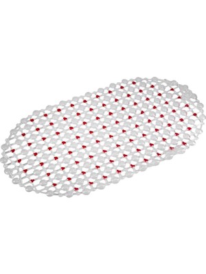 Hype Store Efe Mark Eko Serisi Banyo - Küvet Içi Kaydırmaz Vantuzlu Oluklu Oval Paspas 63 x 34 Cm, Kırmızı