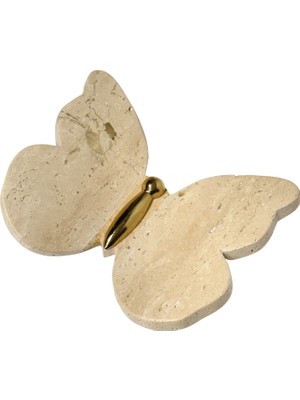 Lara Decor Krem Mermer Kelebek Obje