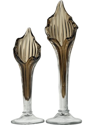 Lara Decor Kahve Cam Zambak Obje Seti