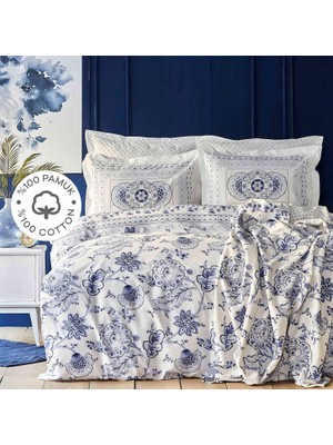 Hype Store Home Amar MAVI%100 Pamuk Çift Kişilik Nevresim Takımı