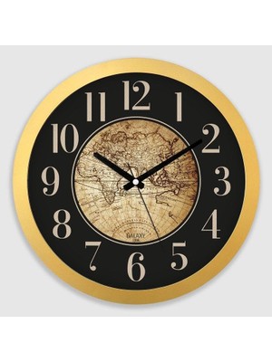 Hype Store Premium Serisi Dünya Haritası Kadranlı Duvar Saati 35 cm Gold