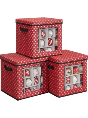 Hype Store Saklama Kutuları, 3'lü Set, Katlanır Kutular, Başına 64 Küçük Bölme, Esnek Ayırma Duvarları, 30,5 x