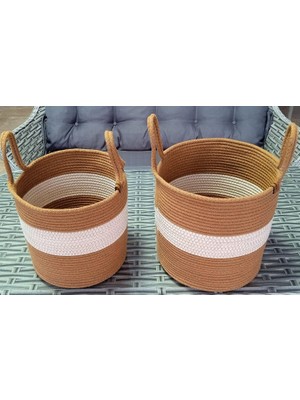 Hype Store 2 Adet Büyük Ev Banyo 26 * 25CM Sepet Kahverengi Hasır Oyuncak Patates Soğan Sepeti