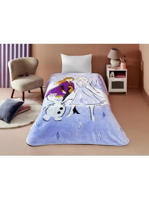 Hype Store Disney Frozen Hello Çizgi Film Karakteri Pamuk-Polyester Karışım Battaniye, Mavi, Beyaz, Mor, Tek Ki