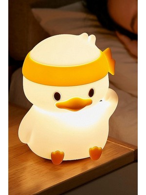 Hype Store Çocuk Bebek Odası Bandanalı Ördek Figür Gece Lambası LED Işık Sevimli Figürlü Dokunmatik Şarjlı