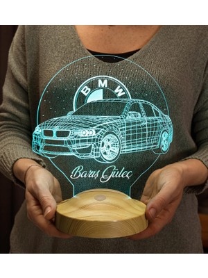 Hype Store Bmw Logolu Isimli LED Lamba, Araba Hayranlarına Hediye, Doğum Günü Hediyesi, Kişiye Özel Hediye 3D L