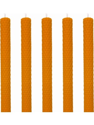 Hype Store (5 Adet) Şamdan Mumu (21X2CM) Doğal Petek Balmumu Seti Beeswax Bal Mumu Mum Özel Dekoratif Mum Balmu
