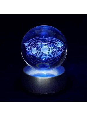 Delixa 3D Işıklı Gezegen Cam Küre Dekoratif Hediyelik