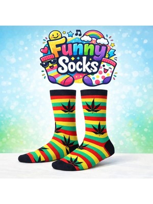 Yaprak Desenli Renkli Eğlenceli Çorap – Funny Socks