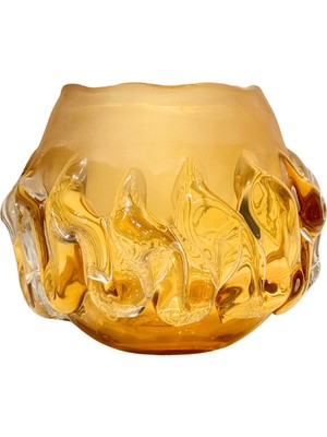 Lara Decor Kabartmalı Sarı Sıcak Cam Vazo Küçük Boy