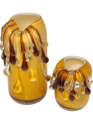 Lara Decor Sarı-Amber Damla Vazo Seti