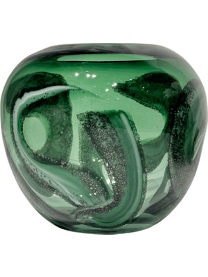 Lara Decor Iverleigh Yeşil Dalga Desen Vazo Büyük Boy