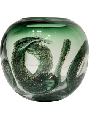 Lara Decor Iverleigh Yeşil Dalga Desen Vazo Küçük Boy