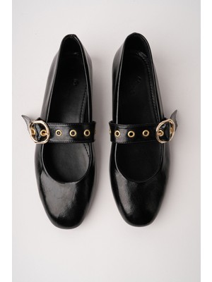 Muggo Daisie Gold Tokalı Kemerli Kadın Babet Ayakkabı