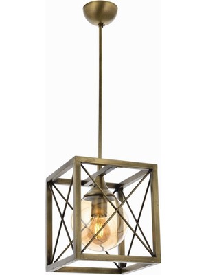 Hype Store AV-60127-1E Eskitme Kaplama Modern Avize, E27, Metal, Cam, 22 cm