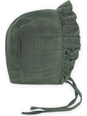 Cigit Bağlamalı Fırfırlı Müslim Bebek Şapka 0-2 Yaş Haki Yeşili