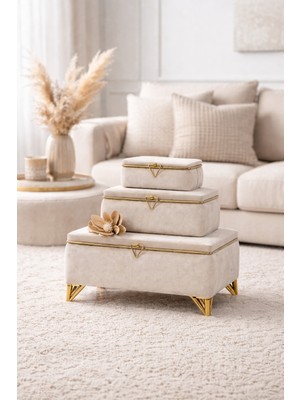 3’lü Kadife Kaplı Takı & Çok Amaçlı Saklama Sandığı Seti