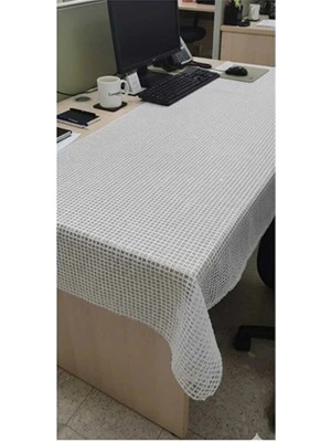 Kadirtarım Ip Desenli Masa Örtüsü Kaliteli Hasır 140 x 250 cm Şeffaf Masa Örtüsü Şeffaf Pvc
