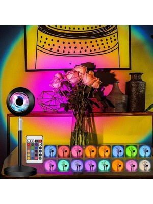 Delixa Kyrotech Rgb Sunset Gün Batımı Projektör, 16 Renk Modlu, LED Ambiyans Işığı, Hd Kristal Lens, 360° D