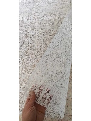 Kadirtarım 140 x 400 cm Silinebilir Lüks Masa Örtüsü Şeffaf Hasır Desen Beyaz Pvc Masa Örtüsü