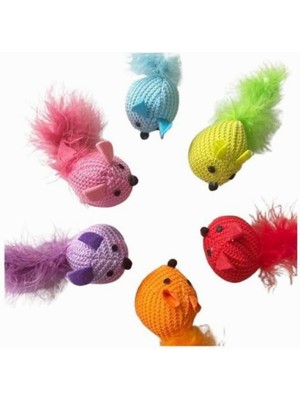 Delixa Örme Kumaş Tüylü Fare Kedi Oyuncağı 5 cm