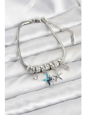 Prativas Pirinç Gümüş Renk Yıldız Model Charmlı Kadın Bileklik – PRT3500EB09990