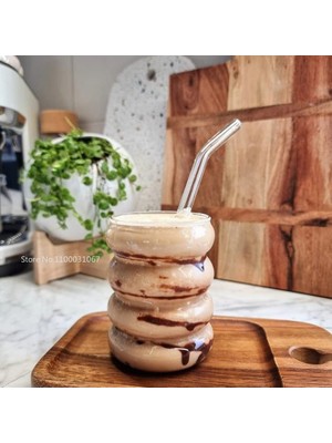 Hype Store Isıya Dayanıklı Borosilikat Cam Şerit Şeklinde Bardak Kahve ve Sunum Bardağı - 1 Adet