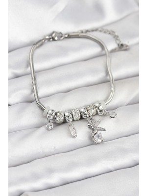 Prativas Pirinç Gümüş Renk Tinkerbell Charmlı Kadın Bileklik – PRT3500EB09978