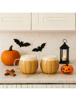 Delixa Mithra Life 2 Adet Ateşe Dayanıklı 400 ml Çizgili Cam Kupa Bardak MIT1100