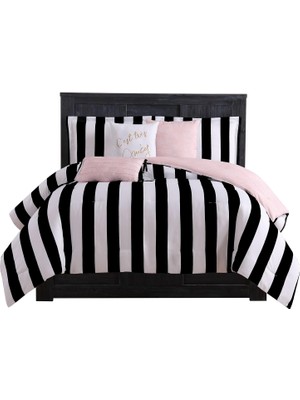 Hepta Collection Juicy Couture JYZ010171 Cabana Çizgili 6 Parça Ters Çevrilebilir Set, King, Canaba Çizgili Siyah