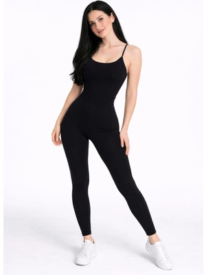 İMX Şekillendirici Esnek Kumaş Askılı Dar Paça Kadın Tulum – Günlük & Spor Şıklık