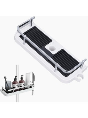 Delixa Banyo Rafı, Duş Başlığı Tutucusu, Dayanıklı Şampuan ve Sabunluk Rafı, Banyo Düzenleyici, Duş Rayı Iç