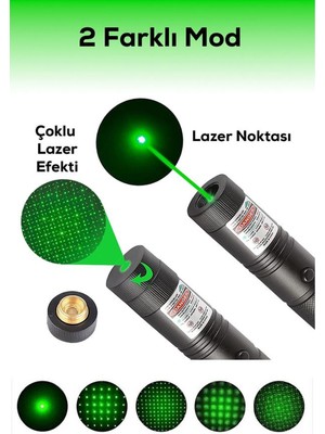 Norino Ultra Güçlü Yeşil Şarjlı Lazer Pil Anahtar - Uzun Menzilli, Güçlü ve Çoklu Işık Efektli Er