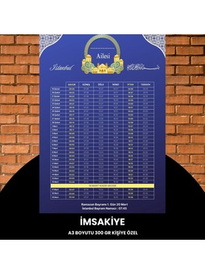 Norino Ramazan Imsakiyesi - 300 gr - A3 Boyut Kişiye Özel Isimli & Logolu 1 Adet Mor