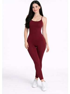 İMX Şekillendirici Esnek Kumaş Askılı Dar Paça Kadın Tulum – Günlük & Spor Şıklık