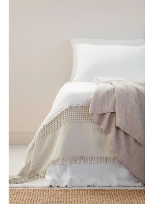 Barine Waffle Büyük Gofre Yatak Örtüsü Bej