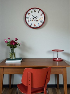 Norino 36 cm Kırmızı Çocuk Odası Duvar Saati
