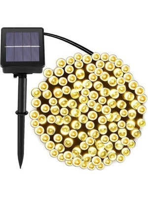 Norino Solar 120 Ledli 10 Metre Gün Işığı Bahçe Aydınlatma Dekorasyon Güneş Enerjili LED Sarı Işık