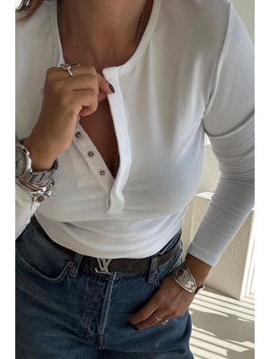 Et Beyaz Çıtçıtlı Basic Üst