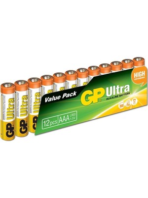Gp LR03 1.5V Ultra Alkalin Aaa Ince Kalem Pil 12'li