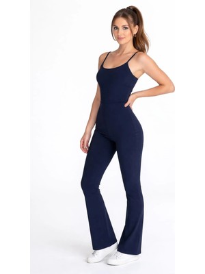 İMX Ispanyol Paça Askılı Kadın Tulum – Şekillendirici Esnek Kumaş Günlük & Spor Şıklık