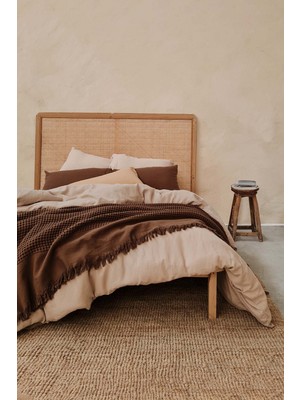 Barine Waffle Büyük Gofre Yatak Örtüsü Kahverengi