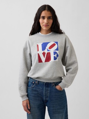 Gap Kadın Gri Robert Indiana Vintagesoft Love Sweatshirt