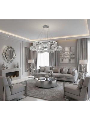 Elizim Home Lighting Snake Kristal Taşlı Ledli Krom Avize