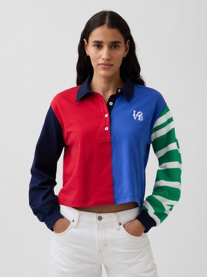 Gap Kadın Çok Renkli Robert Indiana Love Crop Rugby T-Shirt