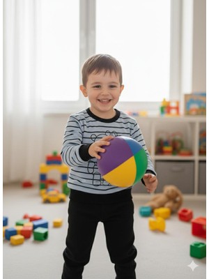 Rugby Karakter Baskılı Erkek Çocuk 2'li Alt Üst Takım - Kiremit/tarçın/sarı