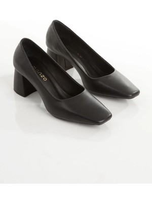 Manzo 25300 Hakiki Deri Kare Burun Topuklu Ayakkabı